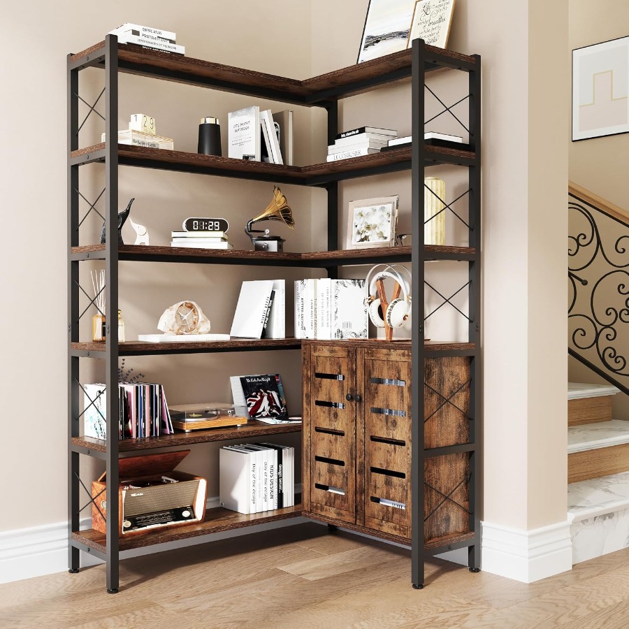 Storage - رف كتب زاوي بستة أرفف لغرفة