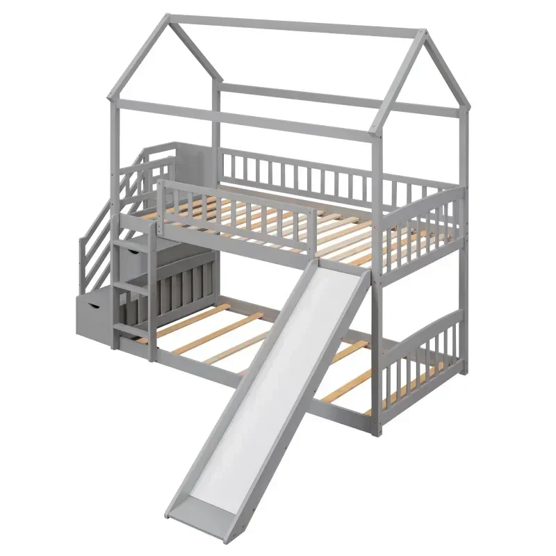 سرير مزدوج للأطفال مصنوع من ال - مراجعة Bunk Bed With Stairs And Slide وسعره
