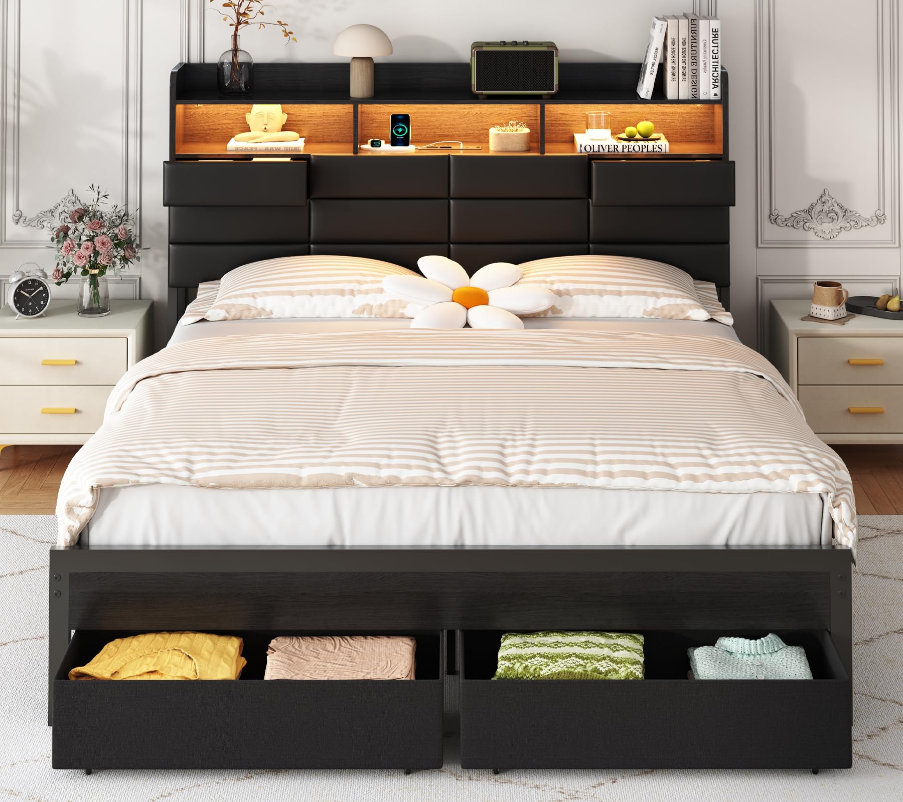 إطار سرير كبير الحجم مع أدراج  - مراجعة King Size Bed Frame With Storage Drawers وسعره