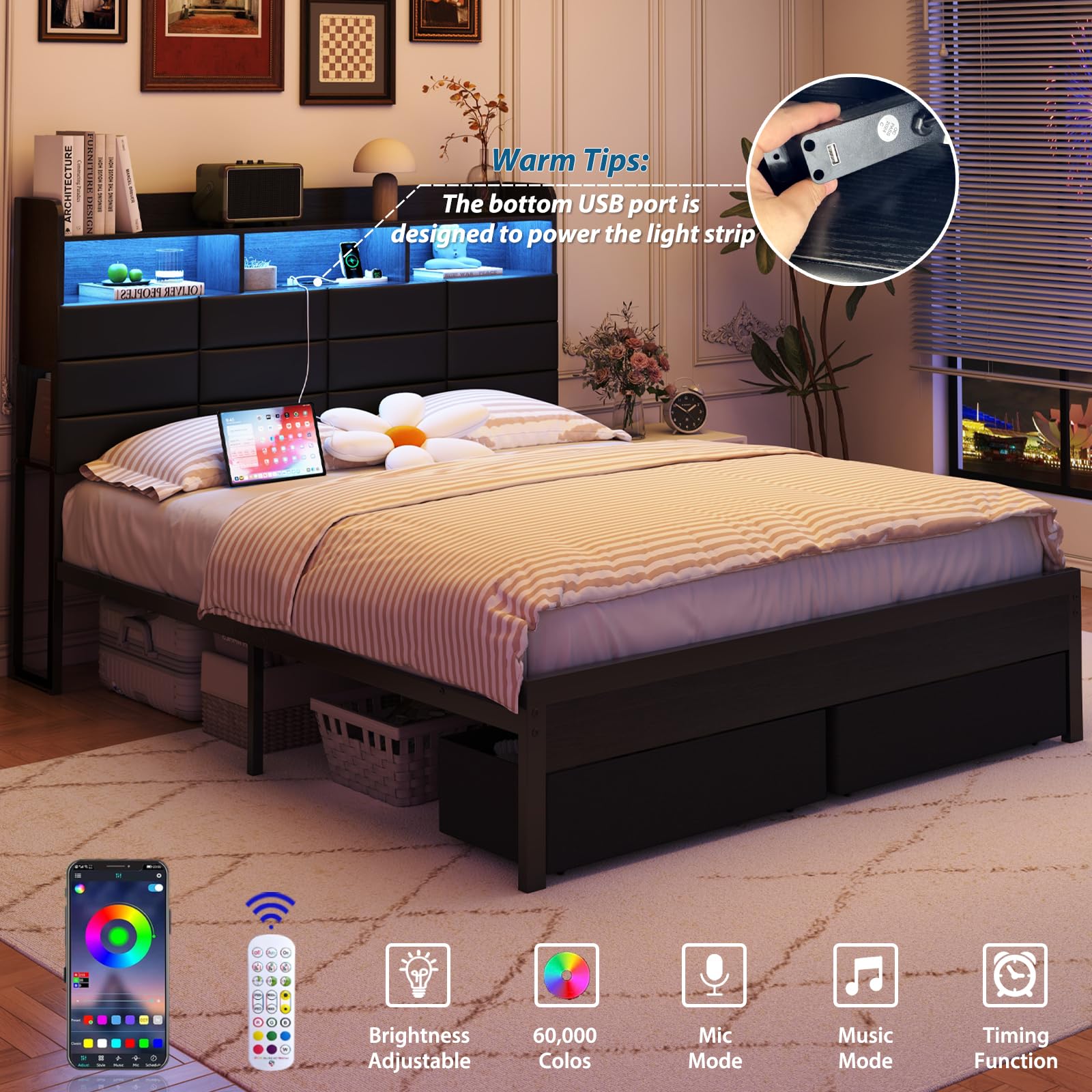 إطار سرير كبير الحجم مع أدراج  - مراجعة King Size Bed Frame With Storage Drawers وسعره