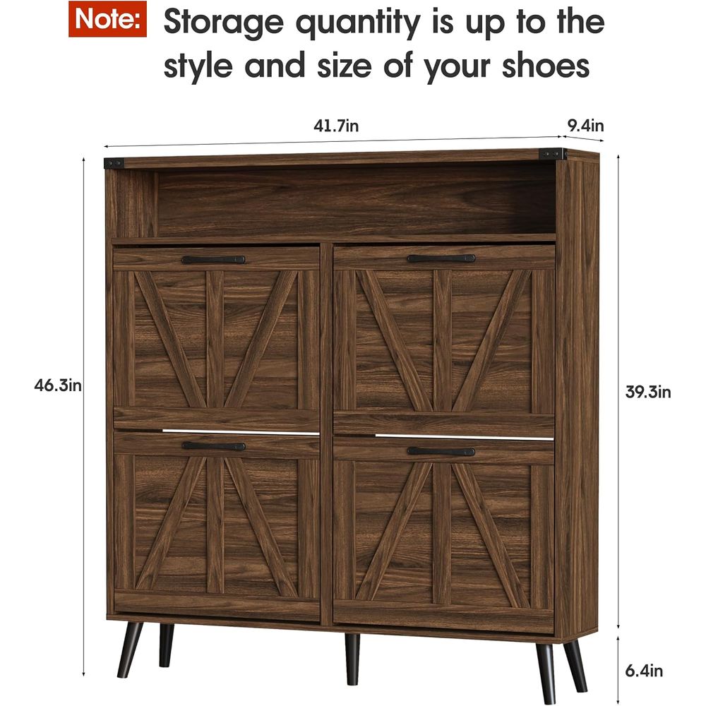 خزانة أحذية بـ 4 أدراج، خزانة  - مراجعة Shoe Rack Cabinet Narrow Entryway وسعره