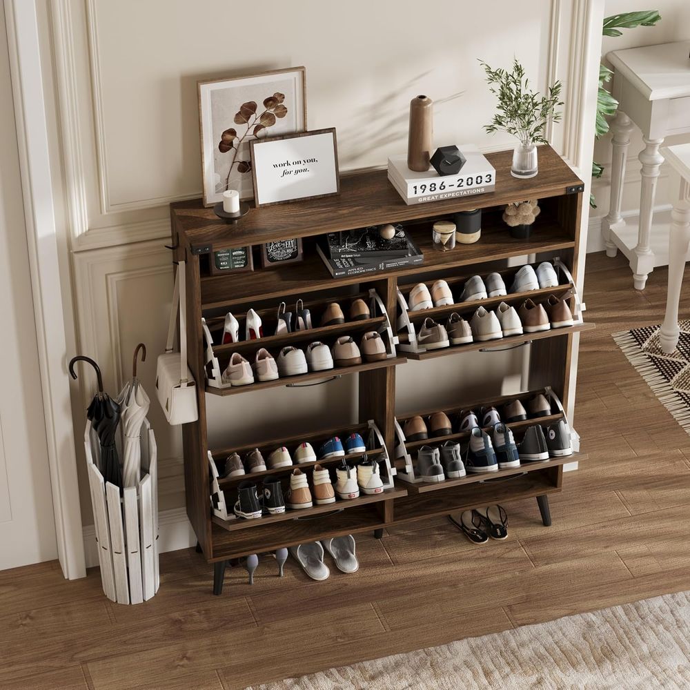 خزانة أحذية بـ 4 أدراج، خزانة  - مراجعة Shoe Rack Cabinet Narrow Entryway وسعره