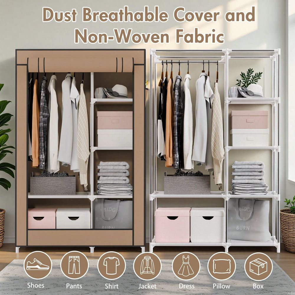 خزانة تخزين للملابس المعلقة، خ - مراجعة Wardrobe Closet Portable Fabric Cover وسعره