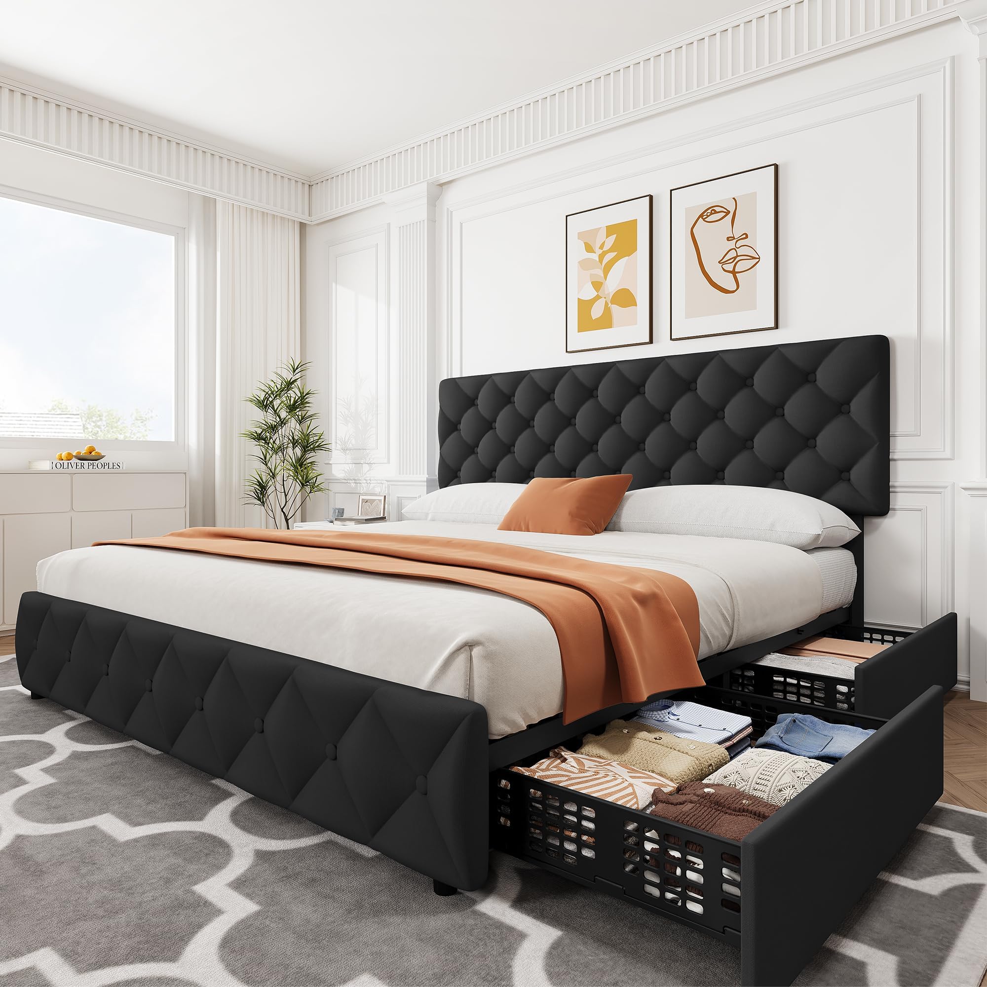 إطار سرير بحجم كينج مع 4 أدراج - مراجعة King Size Bed Frame With Storage Drawers وسعره
