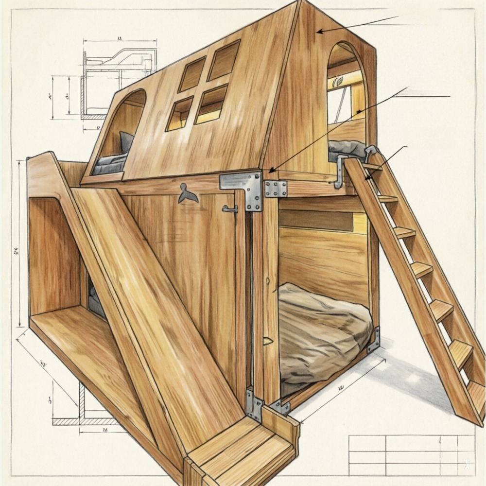 سرير أطفال أمريكي من الخشب الص - مراجعة Bunk Bed With Stairs And Slide وسعره