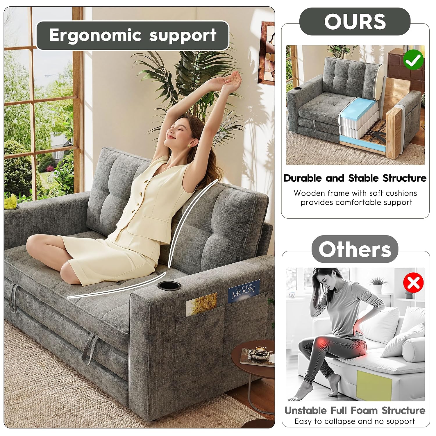 أريكة سرير قابلة للطي بطول 55  - مراجعة Sofas وسعره