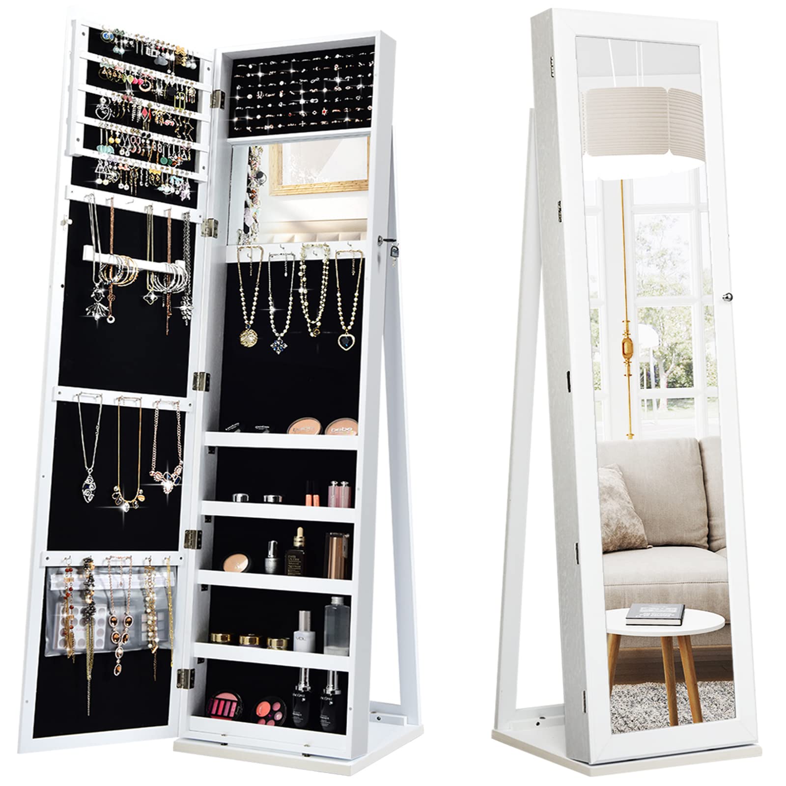خزانة مجوهرات قائمة بذاتها مع  - مراجعة Full Length Mirror Jewelry Armoire وسعره